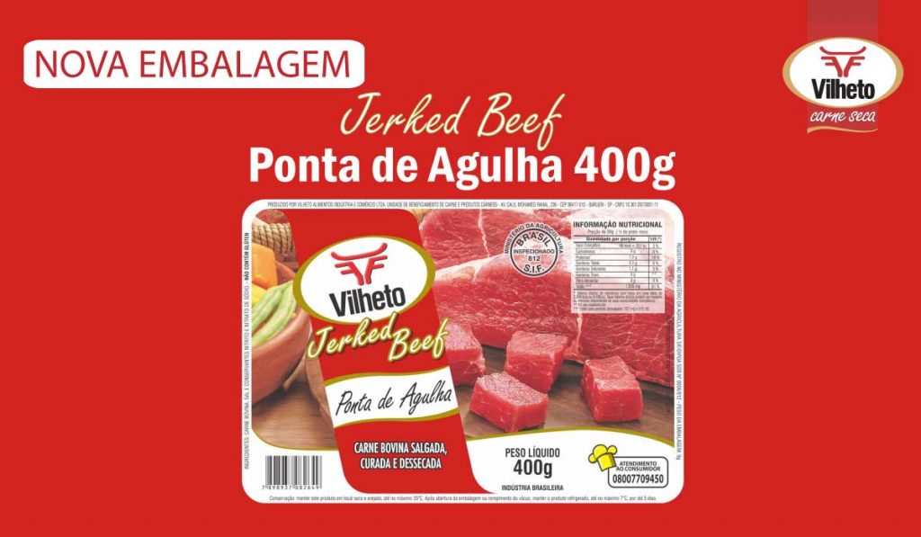 Nova embalagem de carne seca Vilheto de ponta de agulha 400g