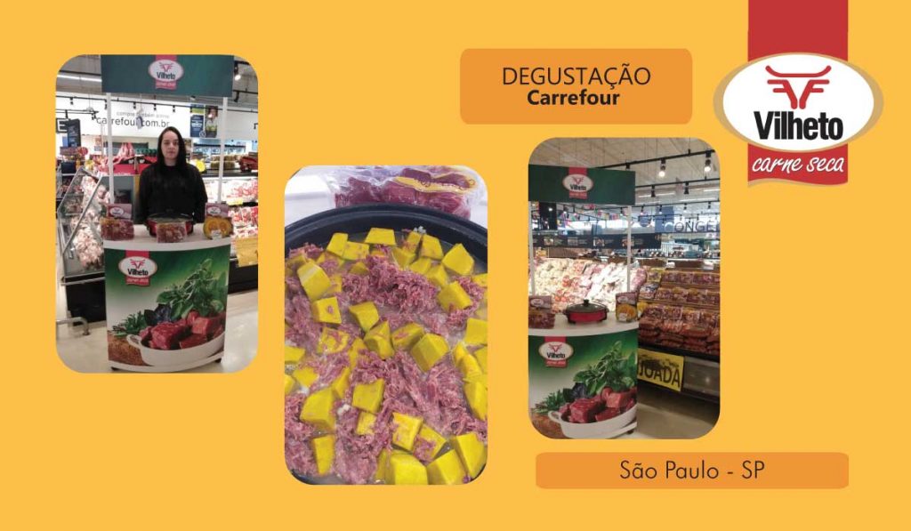 Degustação de carne seca Vilheto – no Carrefour em São Paulo SP