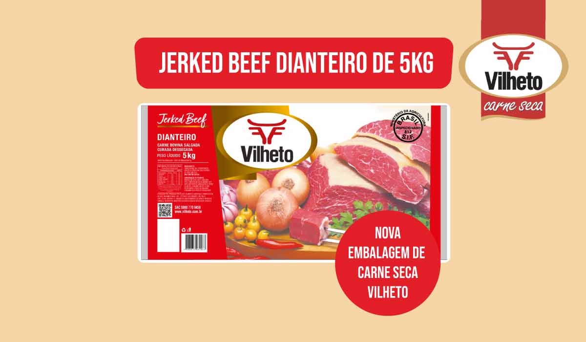 Nova embalagem de carne seca Vilheto, jerked beef dianteiro de 5kg