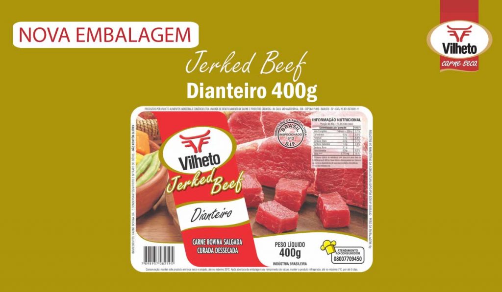 Nova embalagem de carne seca Vilheto de dianteiro 400g