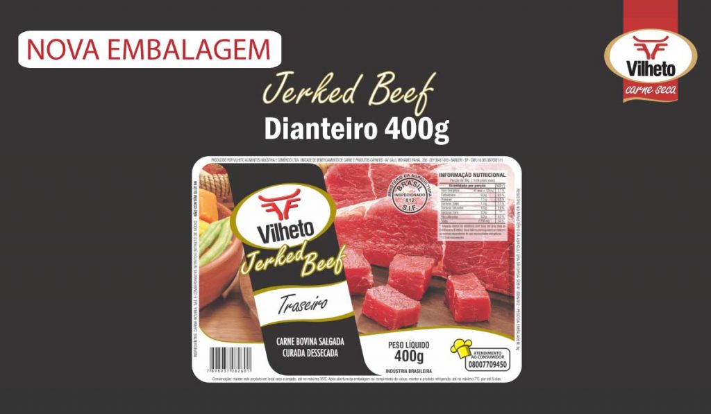 Nova embalagem de carne seca Vilheto de traseiro 400g