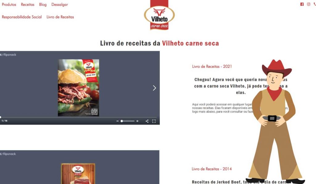 Nova seção para os livros de Receitas da carne seca Vilheto