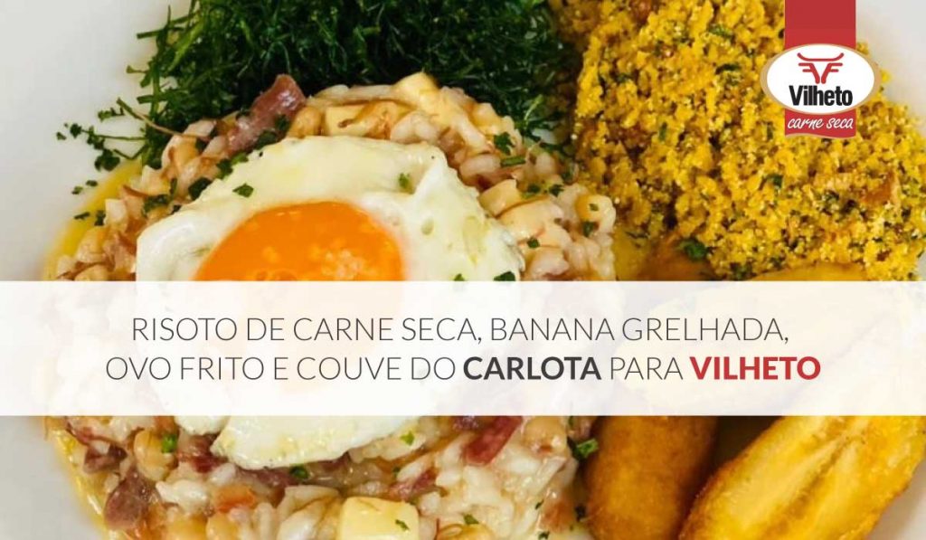Brasileirinho - Risoto de carne seca, banana grelhada, ovo frito e couve