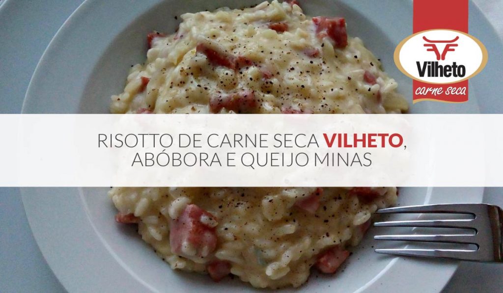 Risotto de carne seca, abóbora e queijo minas