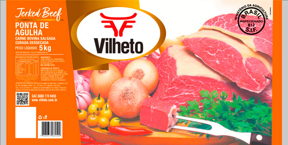 Ponta de Agulha 5kg - Todo dia é dia de carne seca Vilheto - O melhor jerked beef do Brasil!