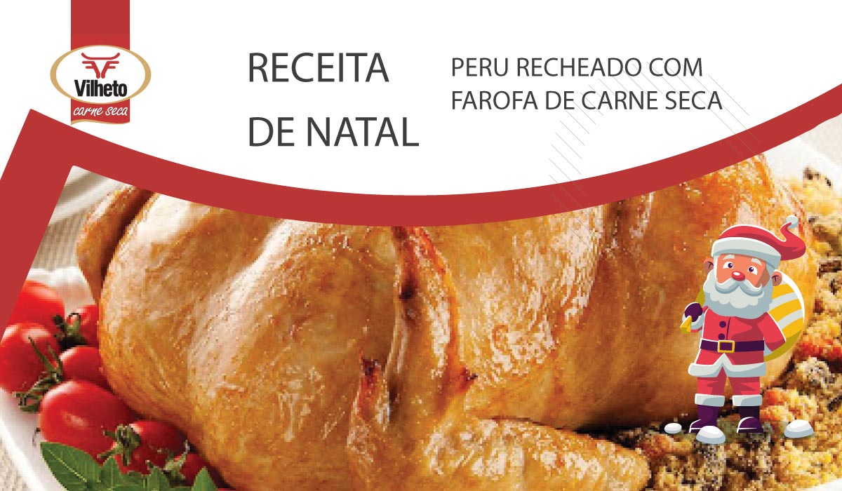 Receita de Natal - Peru Recheado com Farofa de Carne Seca